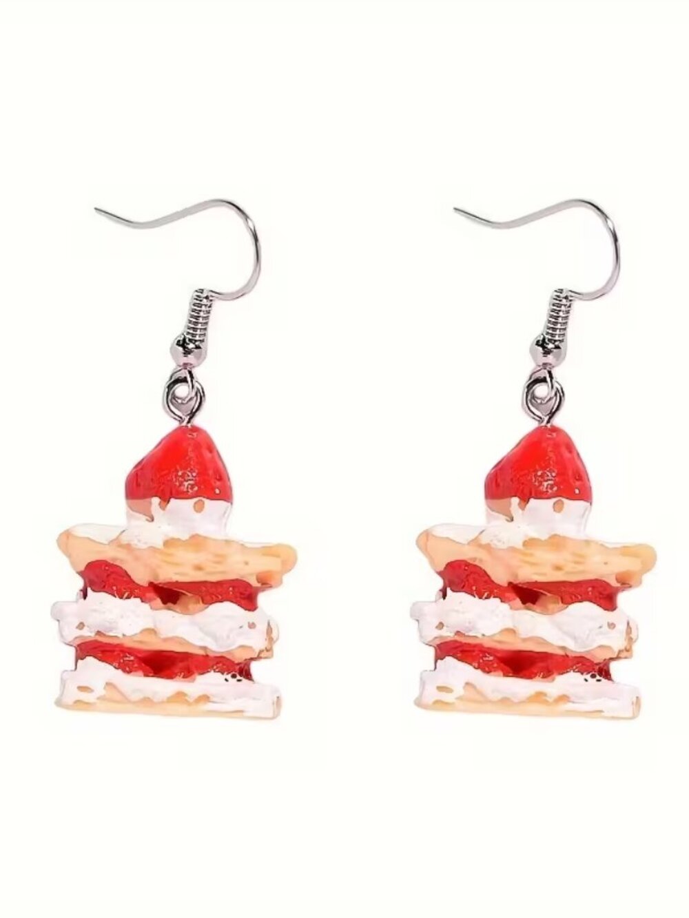 Strawberry Cake Earrings 🍓 Sweet Dessert Dangle Cute Kawaii Jewelry - Picture 3 of 7